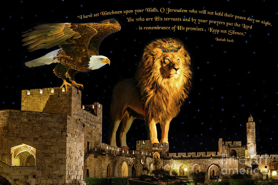 Watchman Eagle and Lion Digital Art by Constance Woods