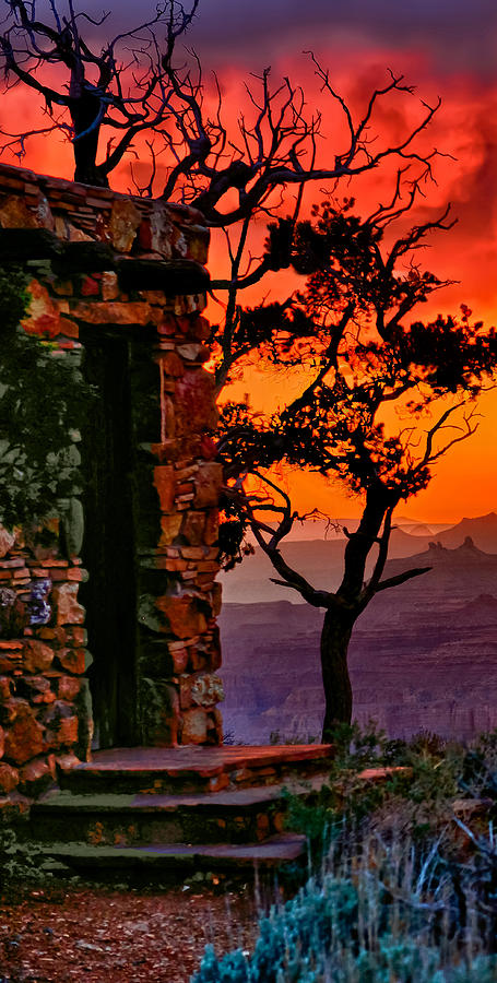Watchtower Stormy Sunset Triptych Left Panel Photograph by Greg Norrell