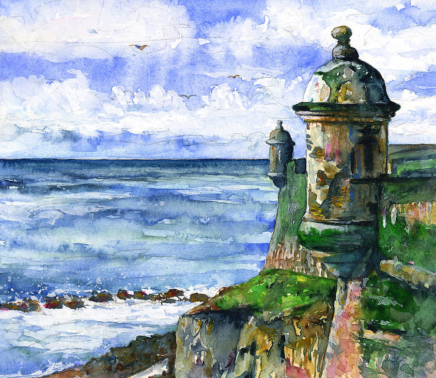 Watchtowers San Juan Painting by John D Benson