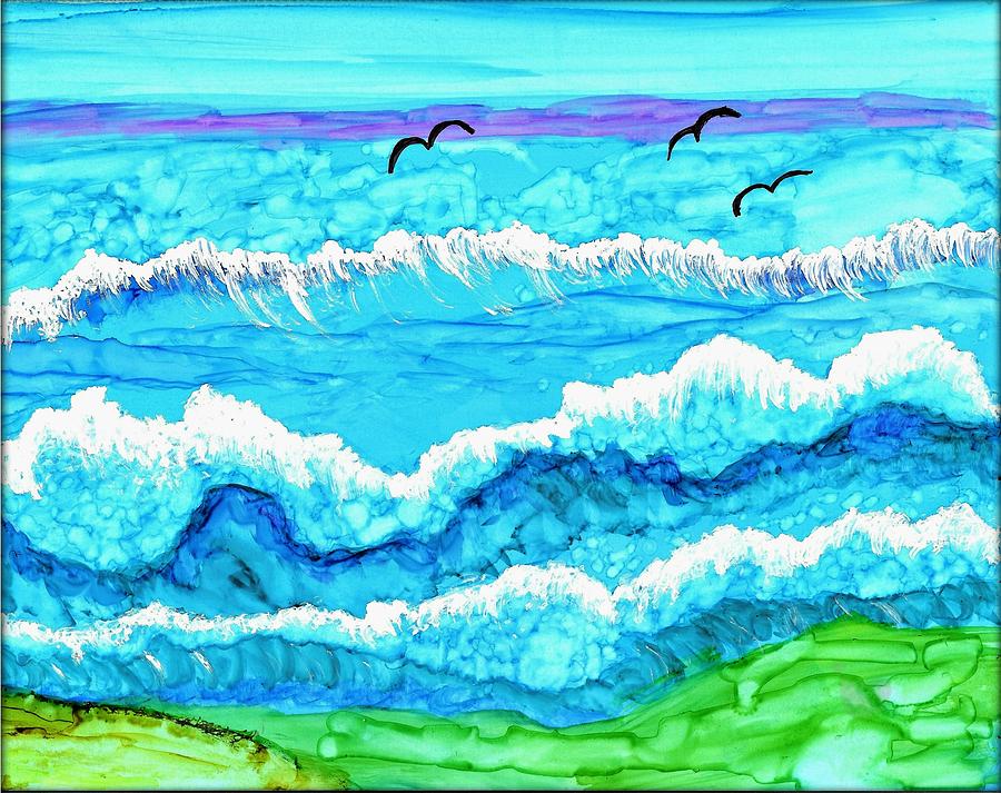 Watching the Waves Roll In Painting by Linda Stanton