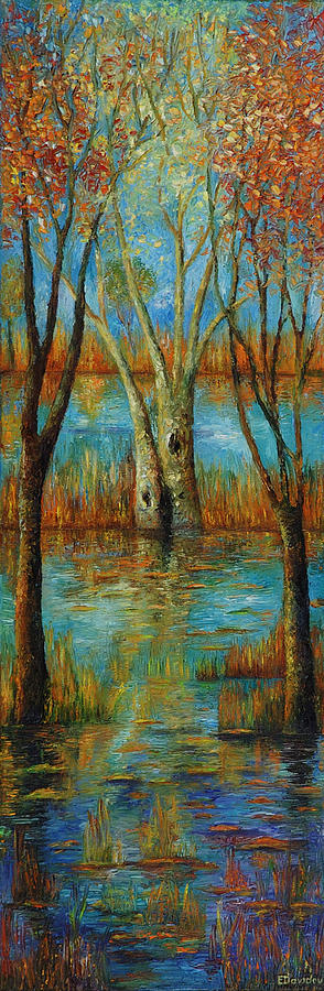 Fall Painting - Water - Left part of  triptych. by Evgenia Davidov