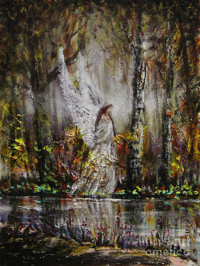 Lake Angel Painting by Dariusz Orszulik