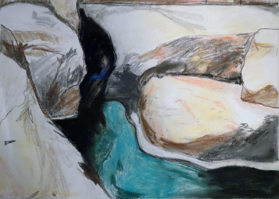 Water Between the Rocks Painting by Esther Newman-Cohen