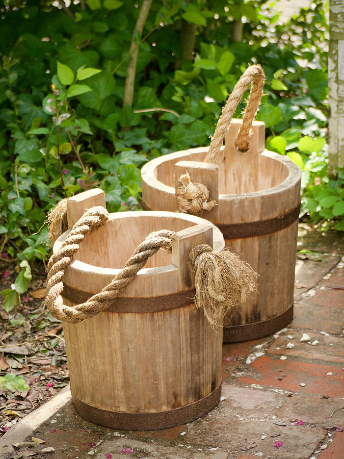 Water Buckets for a Colonial Garden Photograph by Rachel Morrison