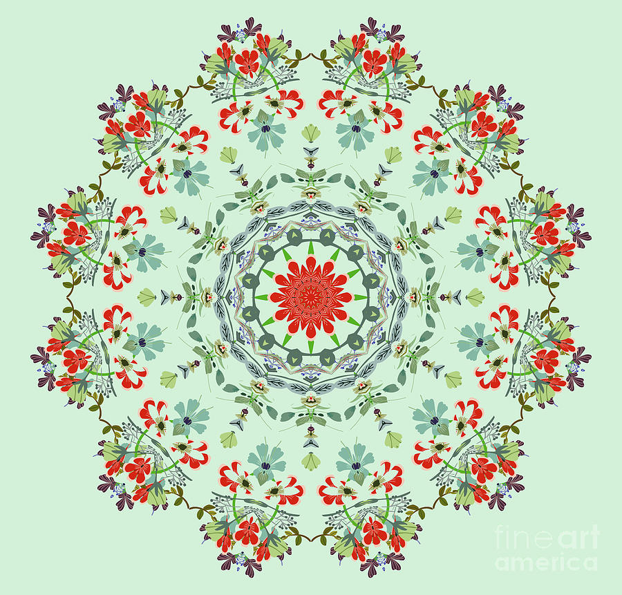 Landscape Flowers Painting - Water Color Garden Kaleidoscope by Heinz G Mielke Landscape Flowers Painting - Water Color Garden Kaleidoscope by Heinz G Mielke