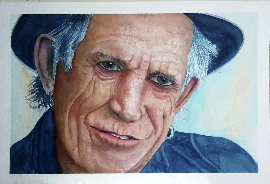 Water color Keith Richards Painting by Richard Benson