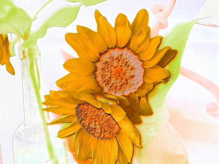 Water Color SunFlower Couple Photograph by Belinda Lee