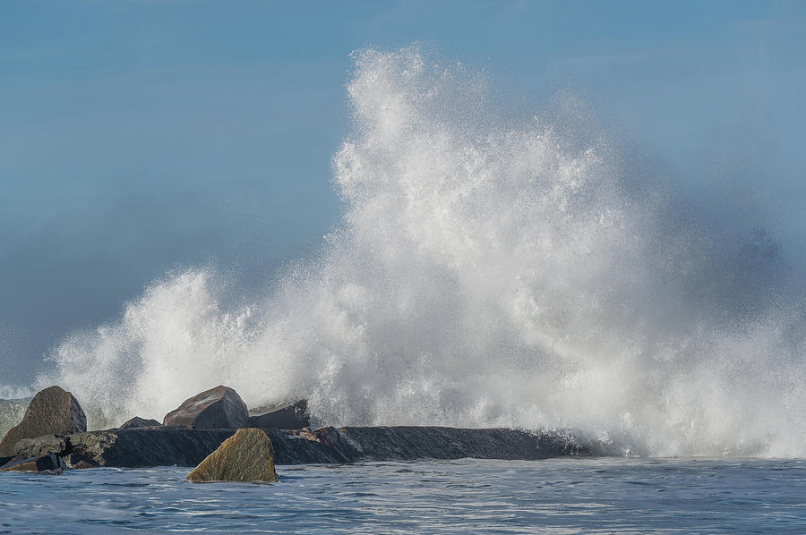 Water Eruption at the North Jetty Photograph by Greg Nyquist