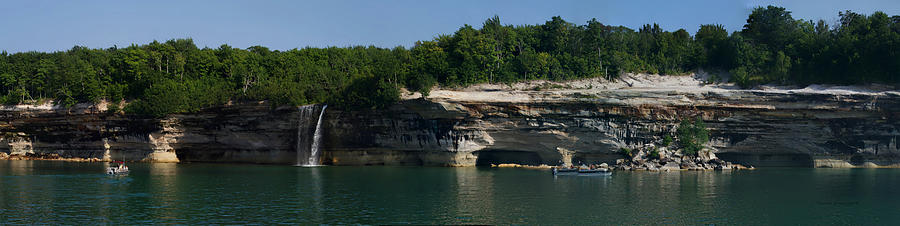 Water Falls Pictured Rocks National Lakeshore UP Michigan Panorama 03 Photograph by Thomas Woolworth