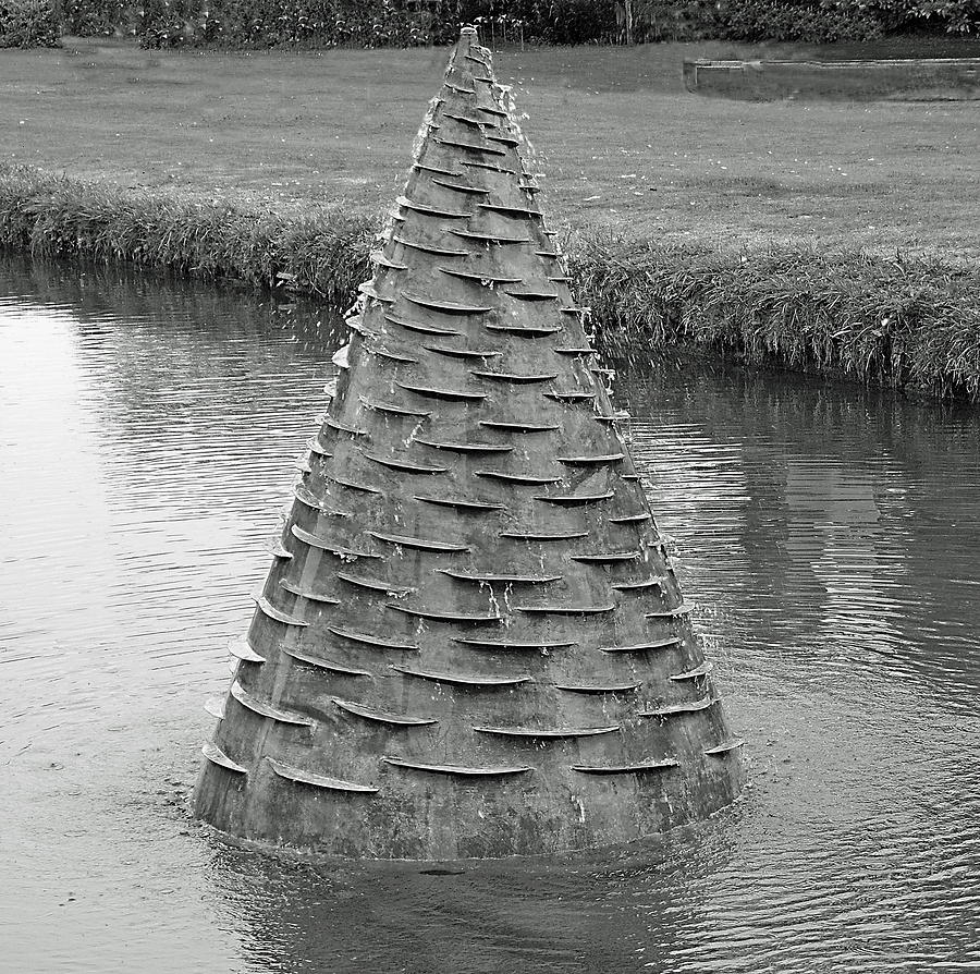 Water Feature Sculpture Monochrome Photograph by Jeff Townsend