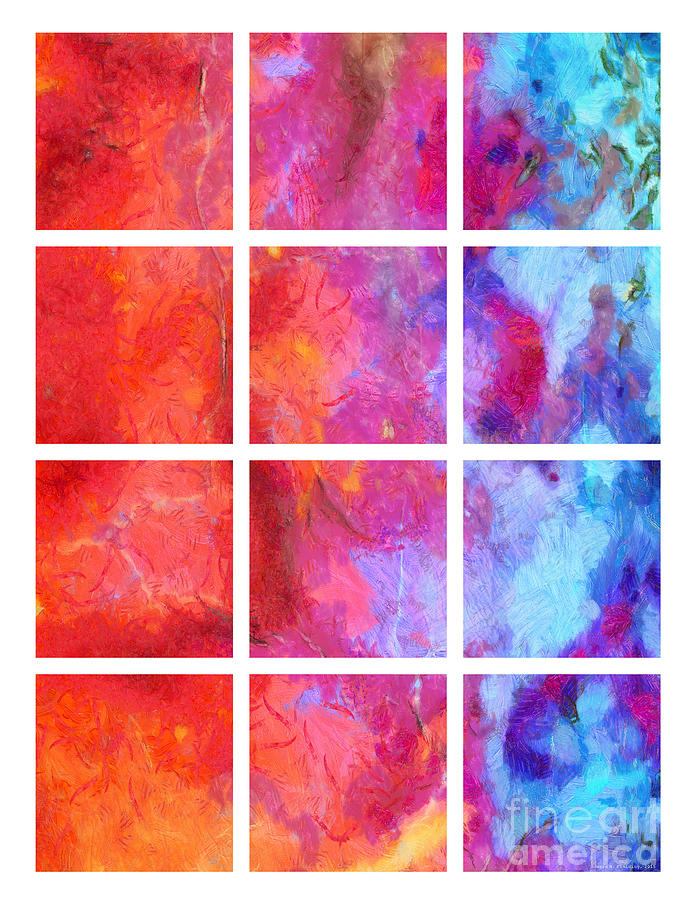 Water Fire Abstract Grid 5 Painting by Edward Fielding