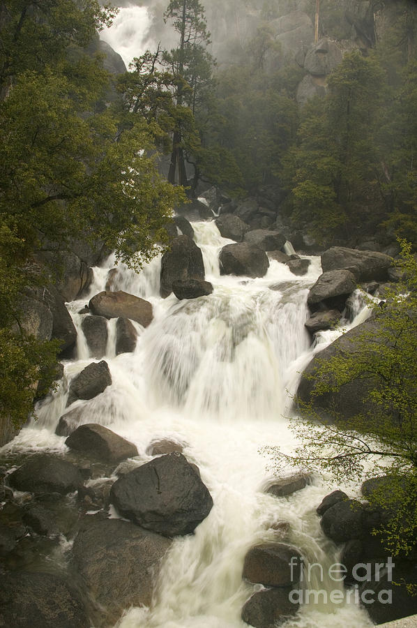 Yosemite National Park Photograph - Water Flows Down A Cascade by Inga Spence