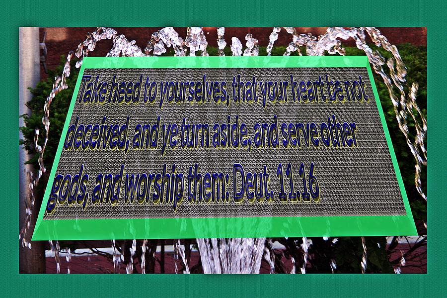 Water fountain with text Photograph by Karl Rose