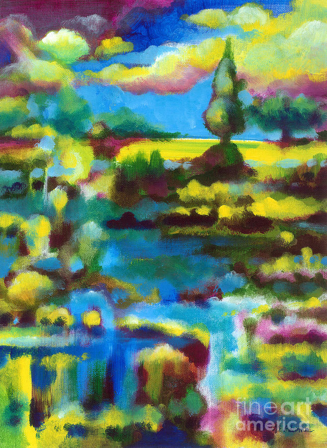Water Garden Painting by Cheryl Emerson Adams