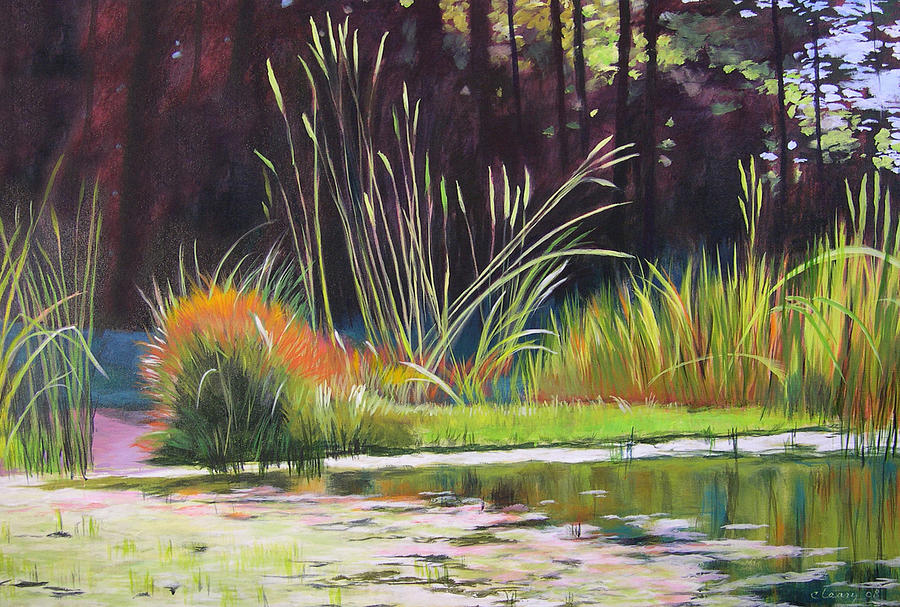 Water Garden Landscape Painting by Melody Cleary