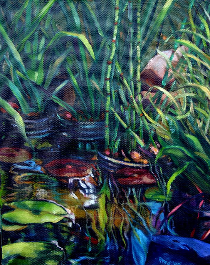 Koi Painting - Water Garden Series-O by Patricia Reed