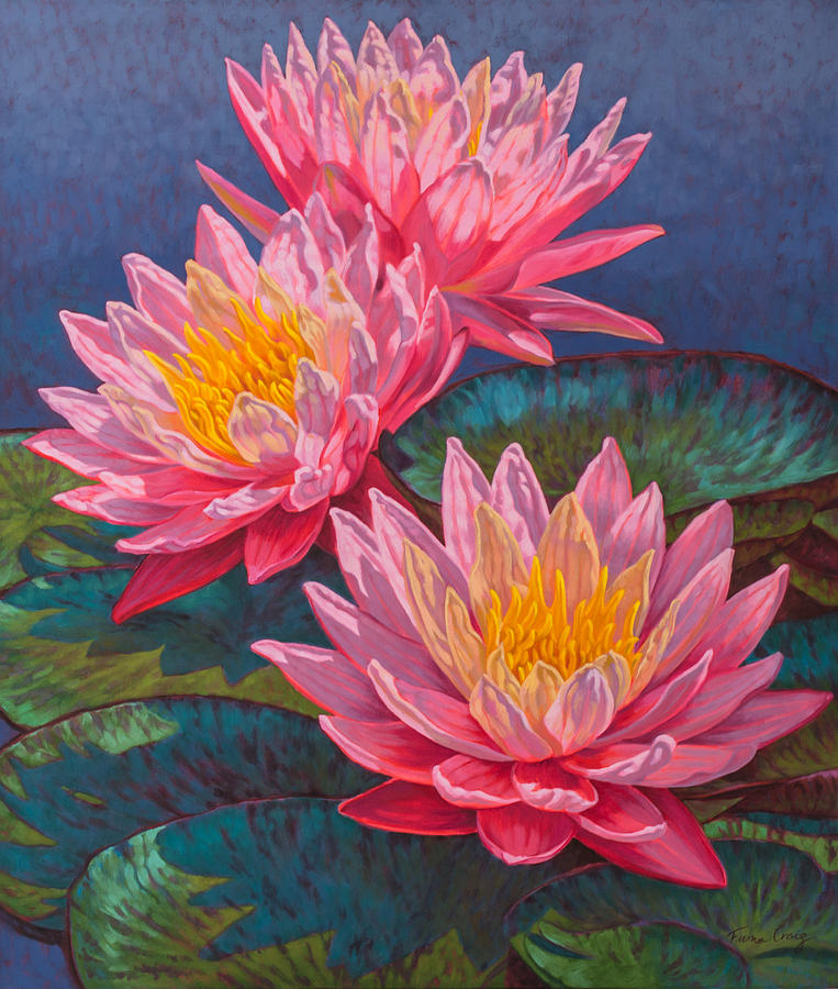 Flowers Still Life Painting - Water Lilies 10 - Sunfire by Fiona Craig