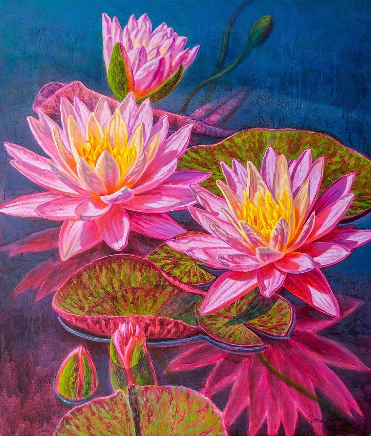 Water Lilies 8 - Sunfire Painting By Fiona Craig