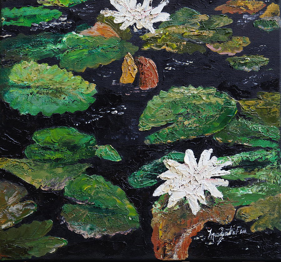 water lilies II Painting by Marilyn Zalatan