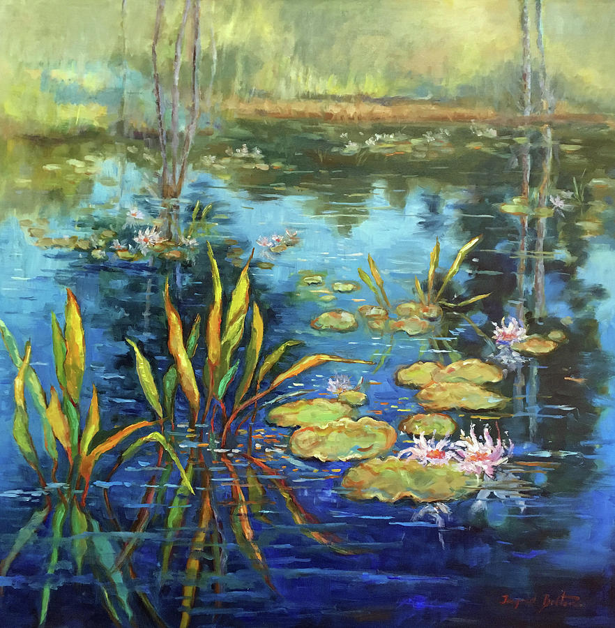 Water Lilies Okefenokee Painting by Ingrid Bolton