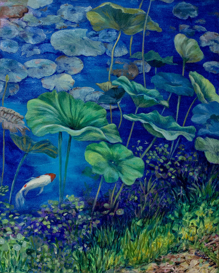 Koi Painting - Water Lilies by Vickie Lucas