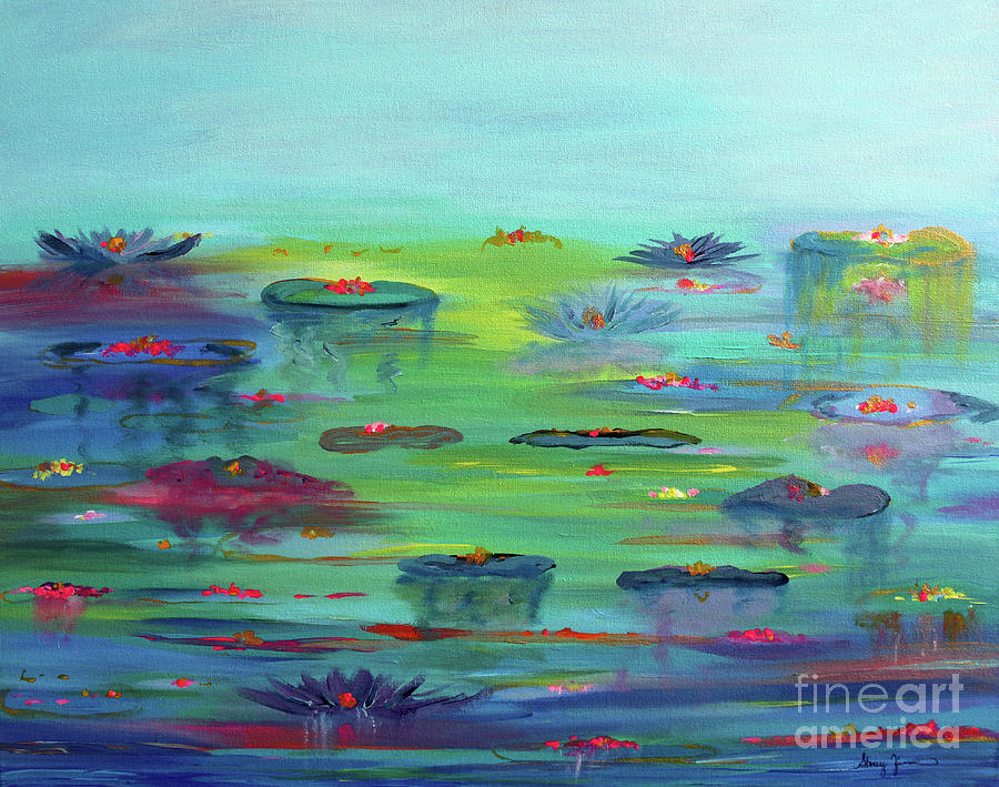 Water Lillies Painting by Stacey Zimmerman