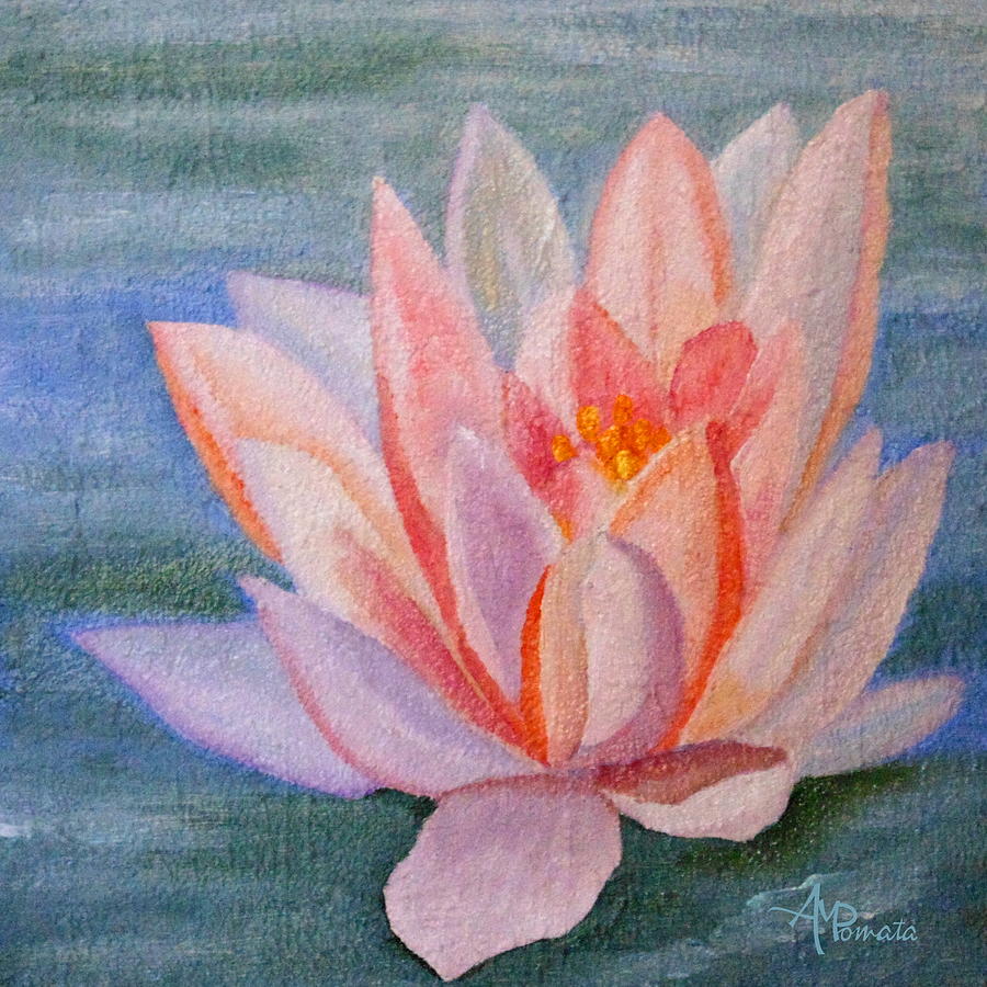 Water Lily Painting by Angeles M Pomata