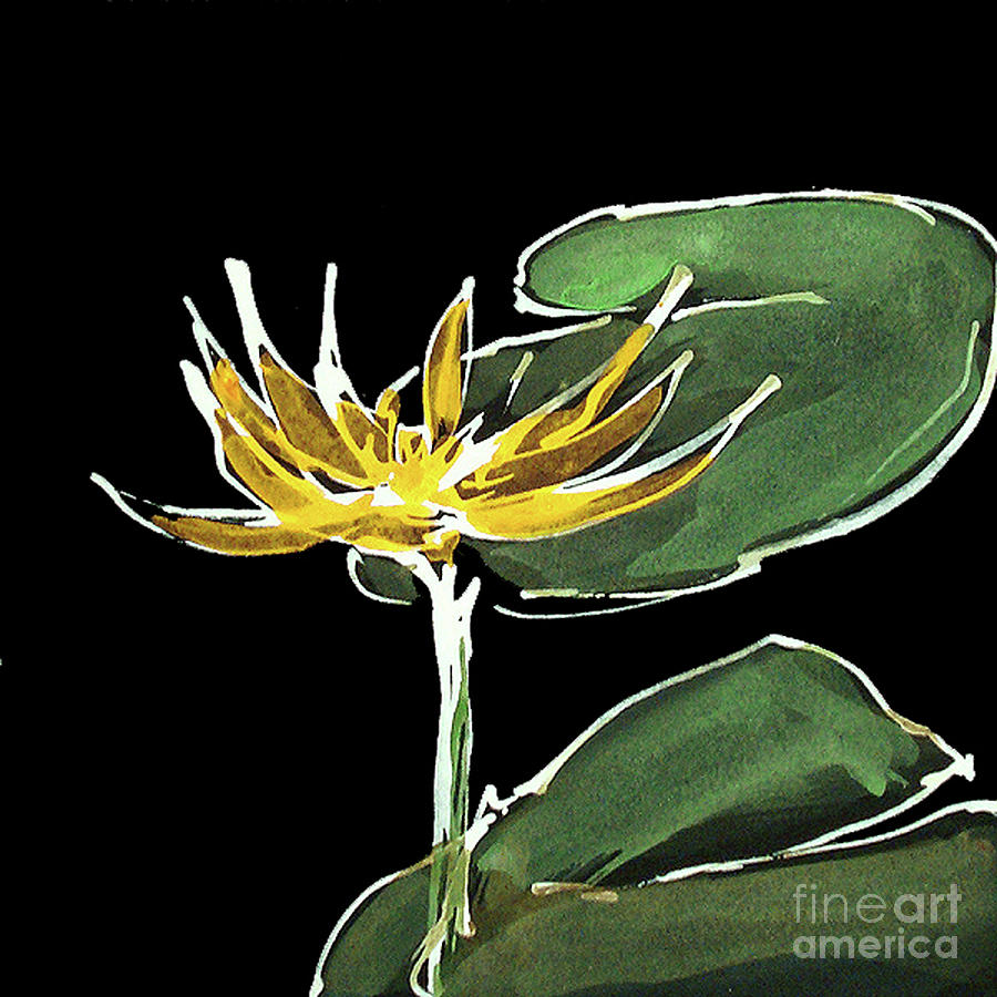 Water Lily-Dark Yellow Painting by Chris Paschke