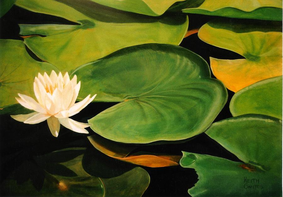 Water Lily Painting by Keith Gantos