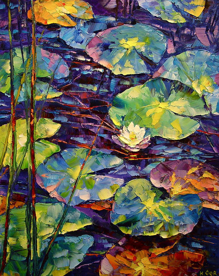 Nature Painting - Water Lily by Keren Gorzhaltsan