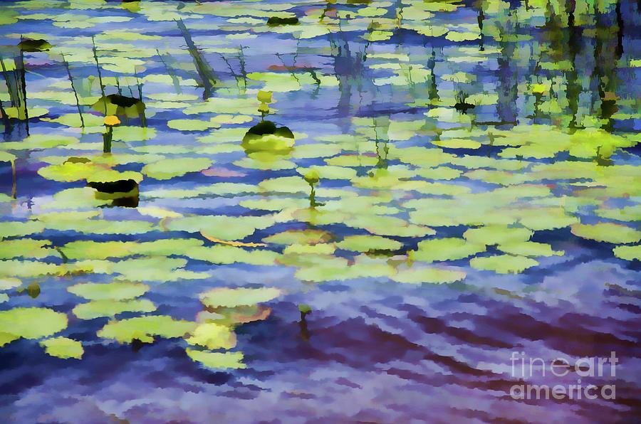 Water Lily Pad in the Pond Painting by Jeelan Clark