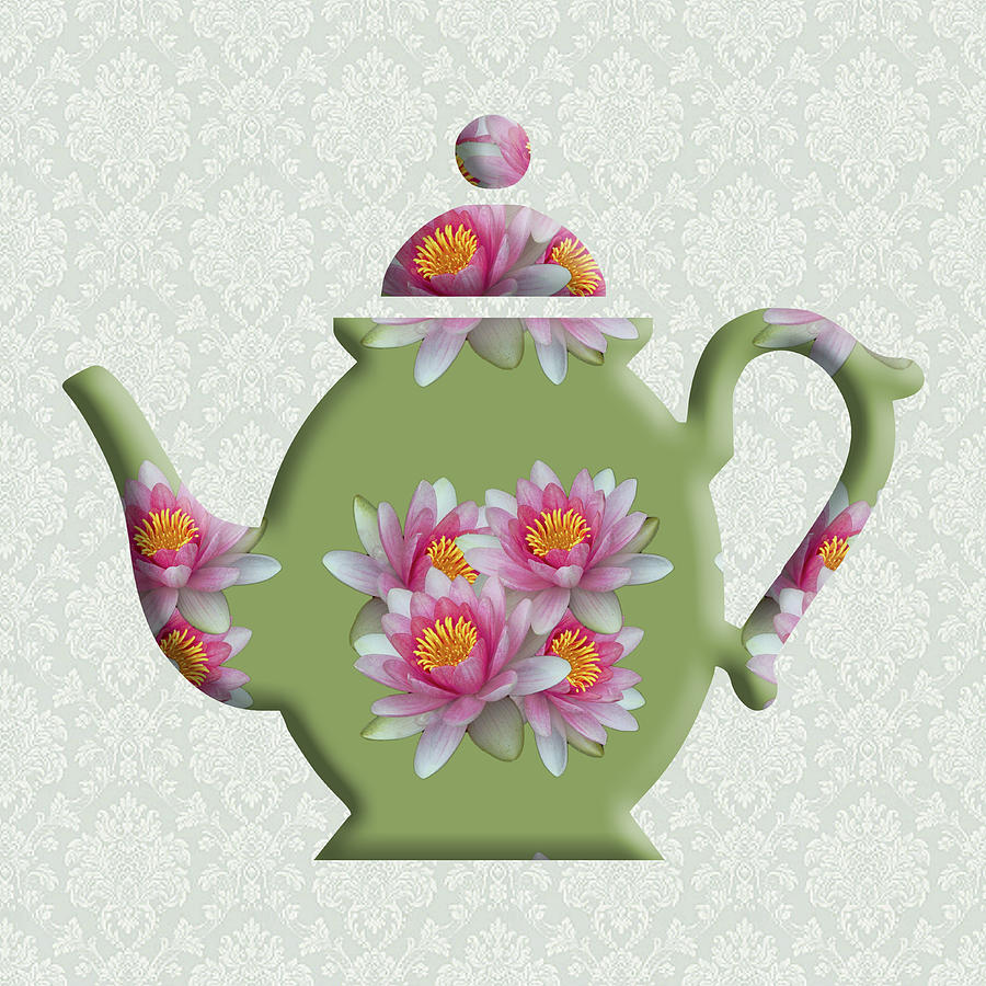 Water Lily Pattern Teapot Digital Art by Anthony Murphy