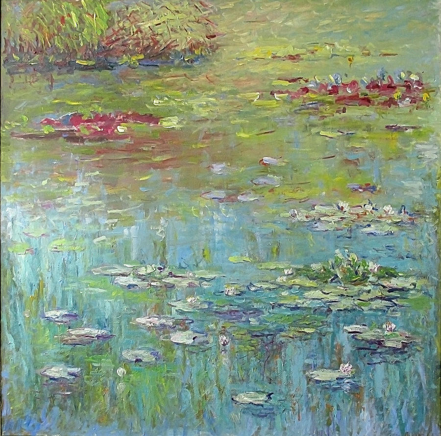 Water Lilies Painting - Water Lily Pond by Liudvikas Daugirdas