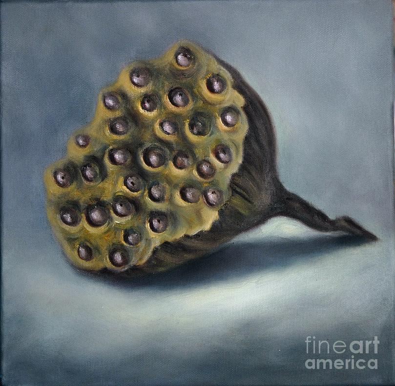 Water Lily Seedpod Painting by Rand Burns