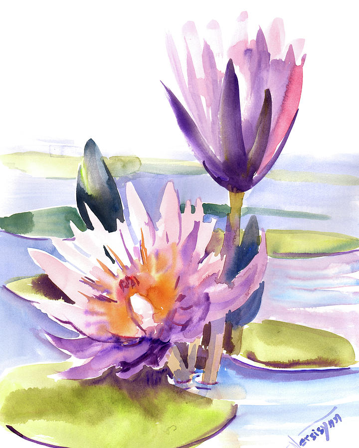 Water Lily Painting by Suren Nersisyan