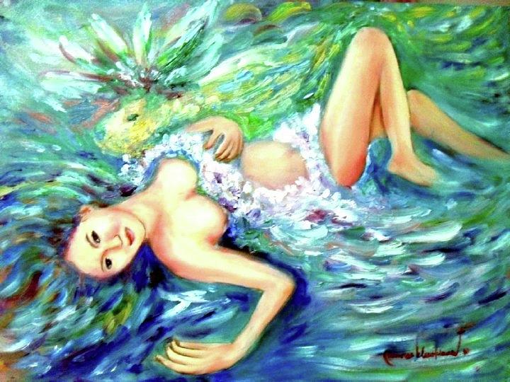 Water Maiden Painting by Wanvisa Klawklean