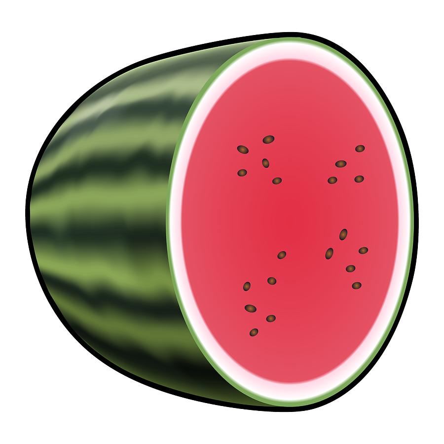 Abstract Digital Art - Water melon outlined by Miroslav Nemecek
