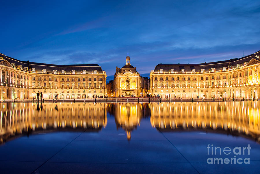 Architecture Photograph - Water Mirror in place de la Bourse, Bordeaux, France by Delphimages Photo Creations