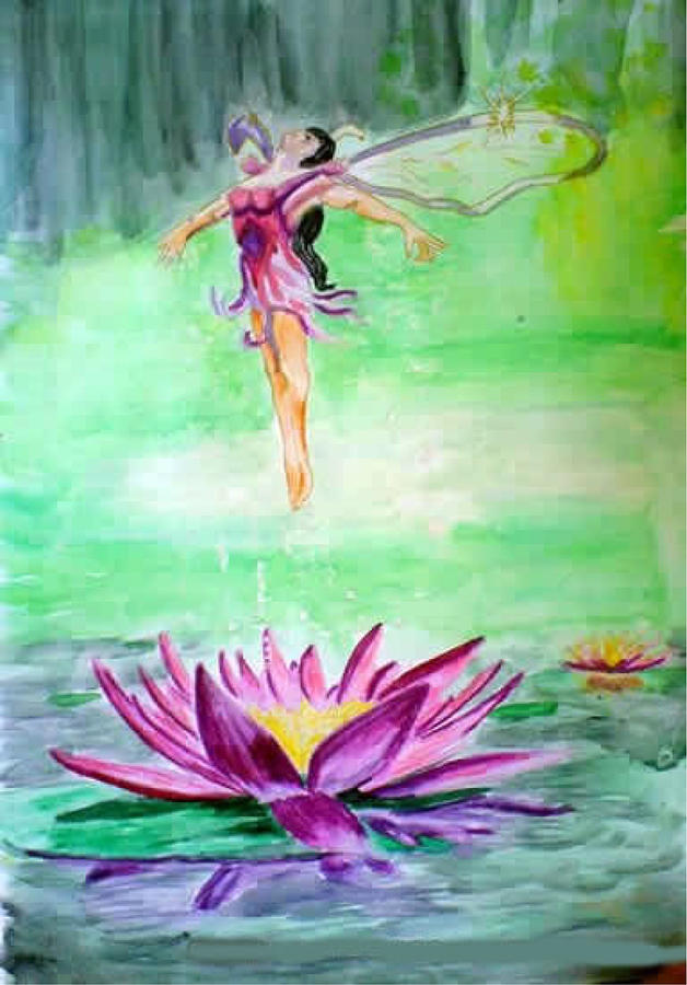 Water Nymph Painting by AHONU Aingeal Rose
