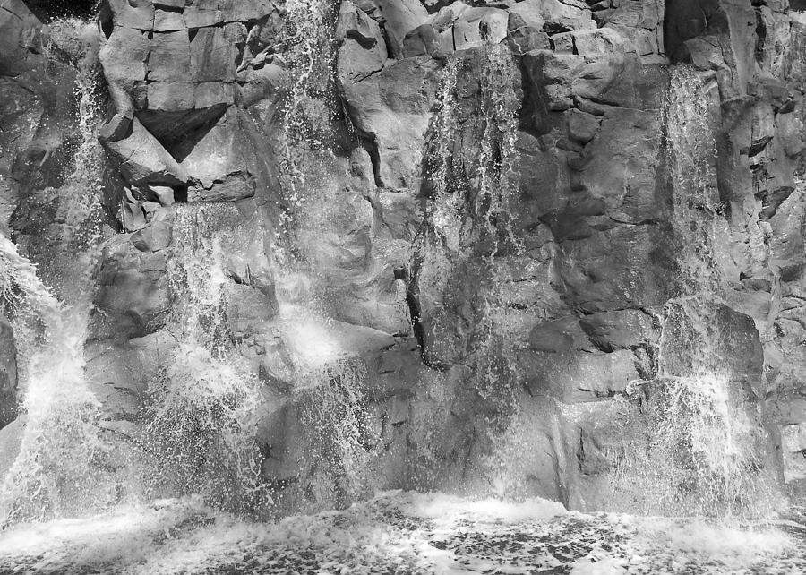 Waterfall Photograph - Water  Over  Rocks  B-w by Carl Deaville