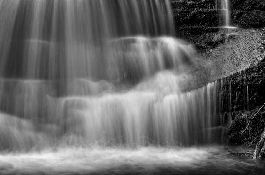 Mountain Photograph - Water Over The Ledge In Black and White by Greg and Chrystal Mimbs