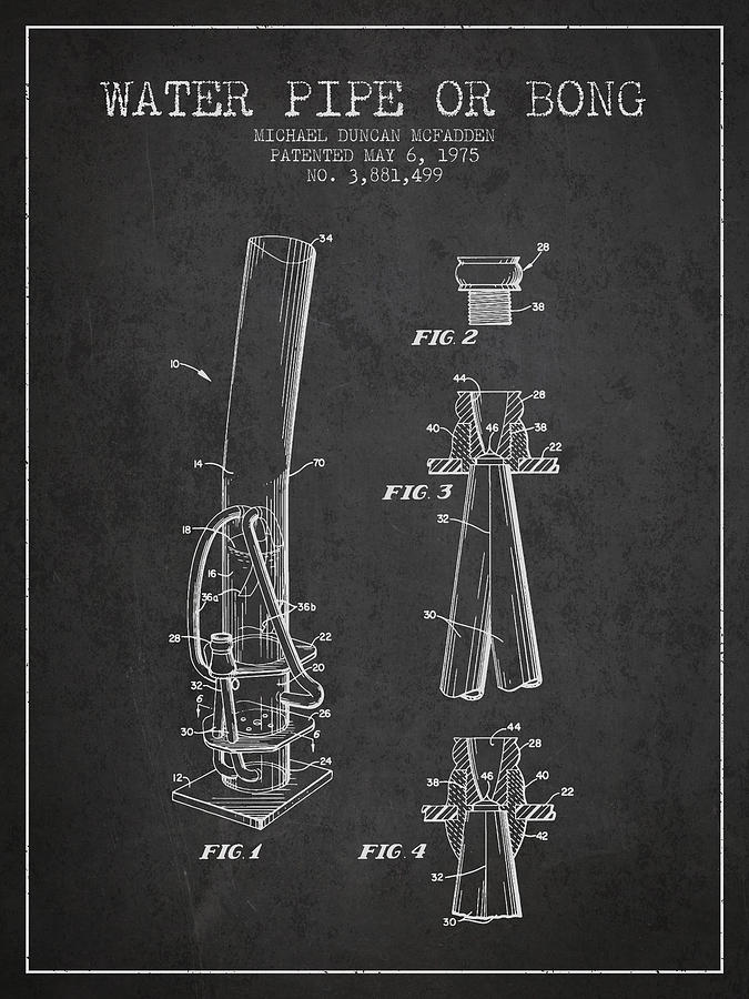 Vintage Digital Art - Water Pipe or Bong Patent 1975 - Charcoal by Aged Pixel