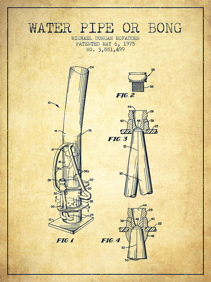 Vintage Digital Art - Water Pipe or Bong Patent 1975 - Vintage by Aged Pixel