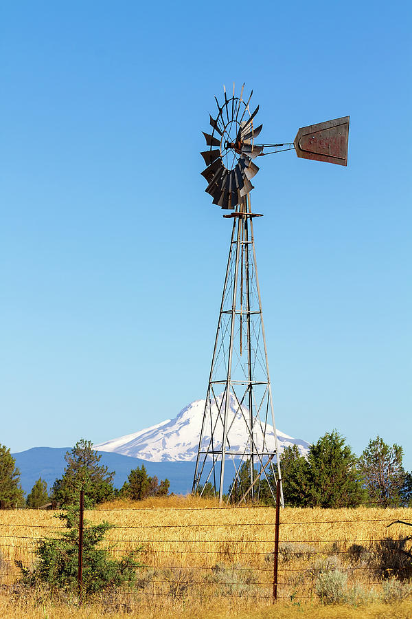 Water Pump Windmill in Central Oregon Farm Photograph by David Gn
