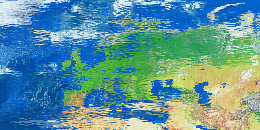 Water reflection map Europe Digital Art by Frans Blok