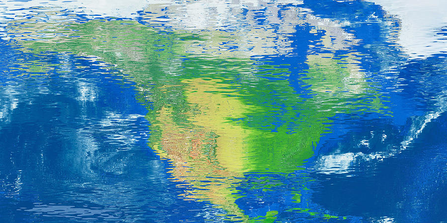 Water reflection map North America Digital Art by Frans Blok