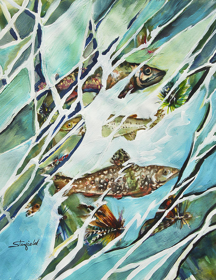 Reflections In A Trout Pond Painting
