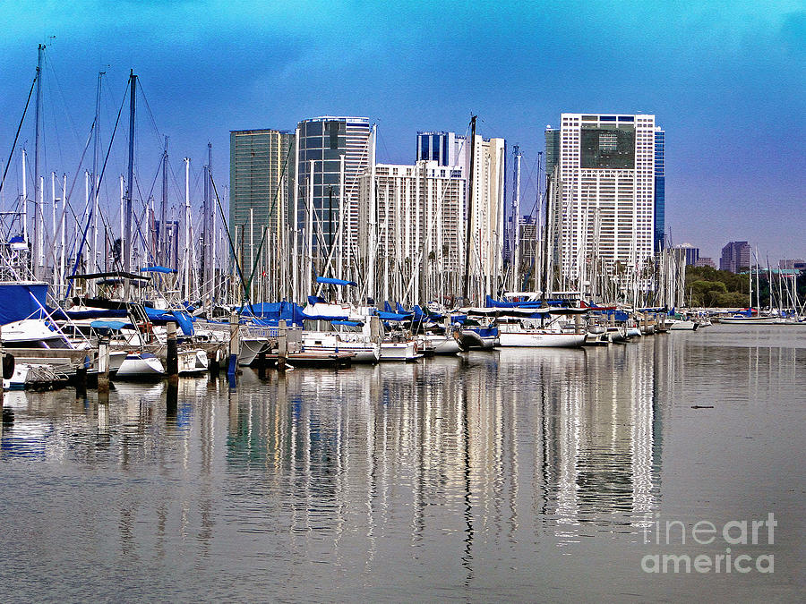 Water Reflections in Honolulu Photograph by Sue Melvin