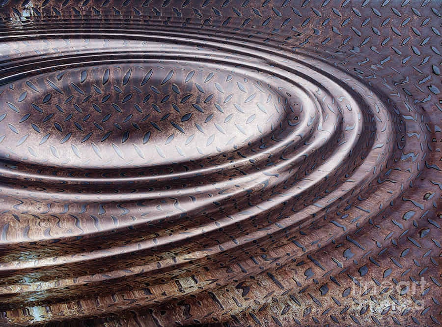 Water ripple on rusty steel plate  Digital Art by Michal Boubin