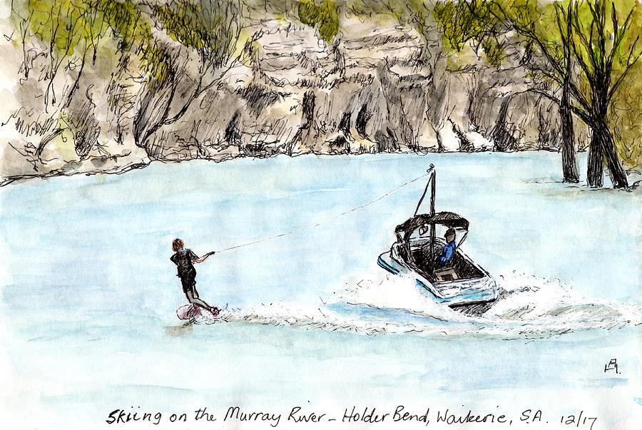 Water Skiing Drawing by Anne Huth | Fine Art America